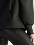 Black Scuba Zip-Front Hooded Sweatshirt
