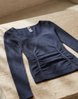 Navy Seamless Yoga TrueStrength Long Sleeved Top
