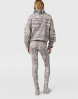 Almond Milk and Charcoal Crocodile Print Windbreaker Jacket