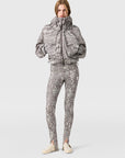 Almond Milk and Charcoal Crocodile Print Windbreaker Jacket