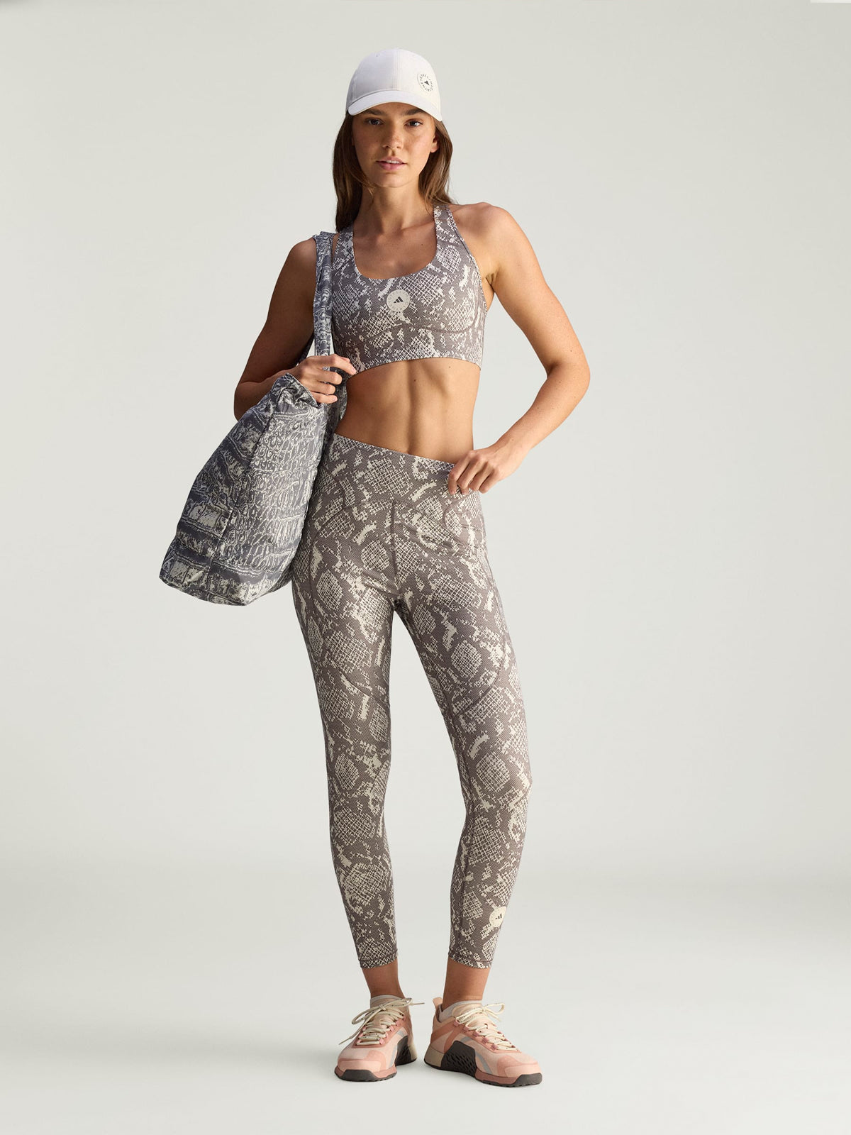 Almond Milk and Charcoal Snake Print TruePurpose 7/8 Training Leggings