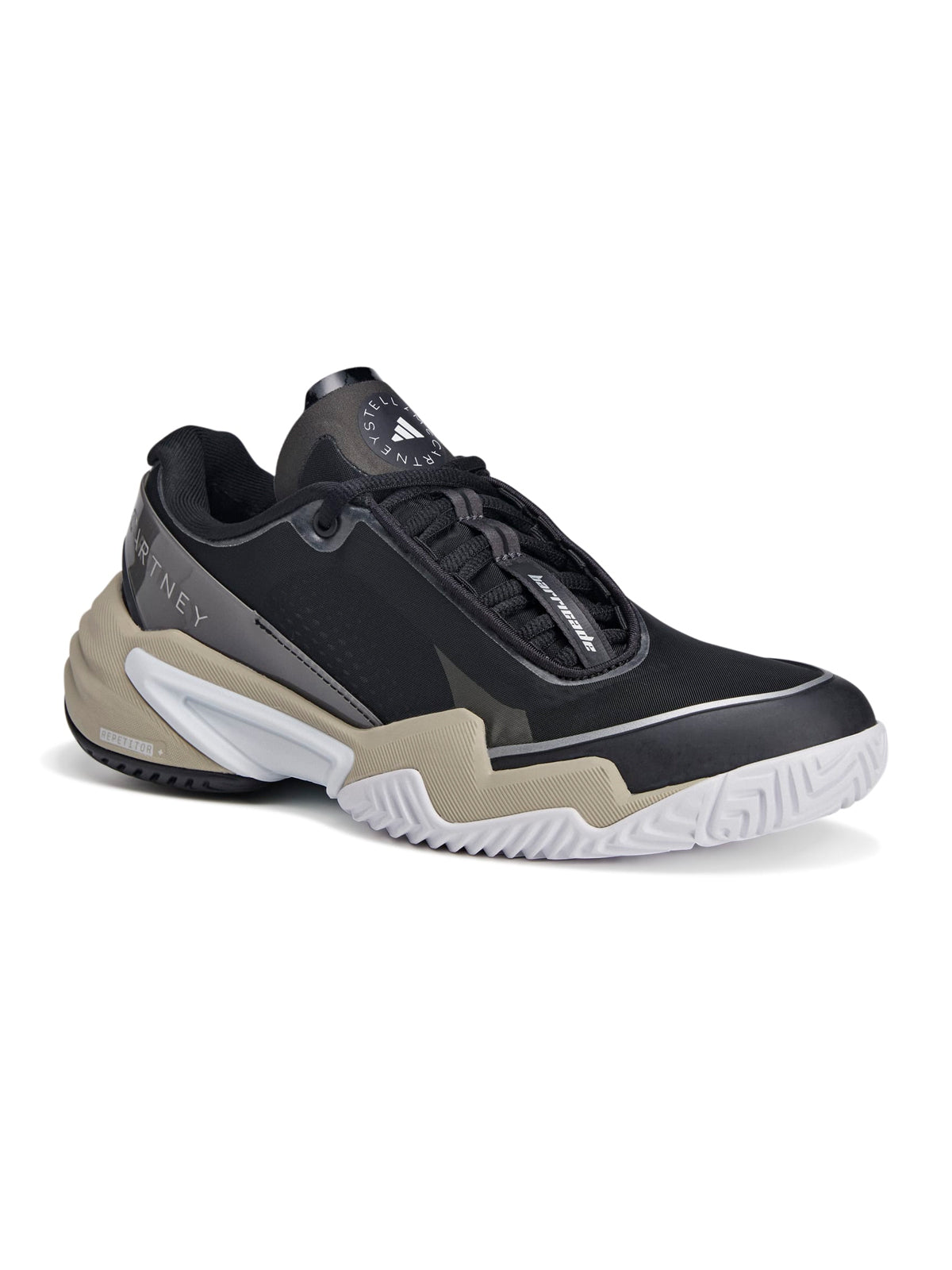 Core Black, Almond Milk and Metallic Silver Barricade Tennis Shoes