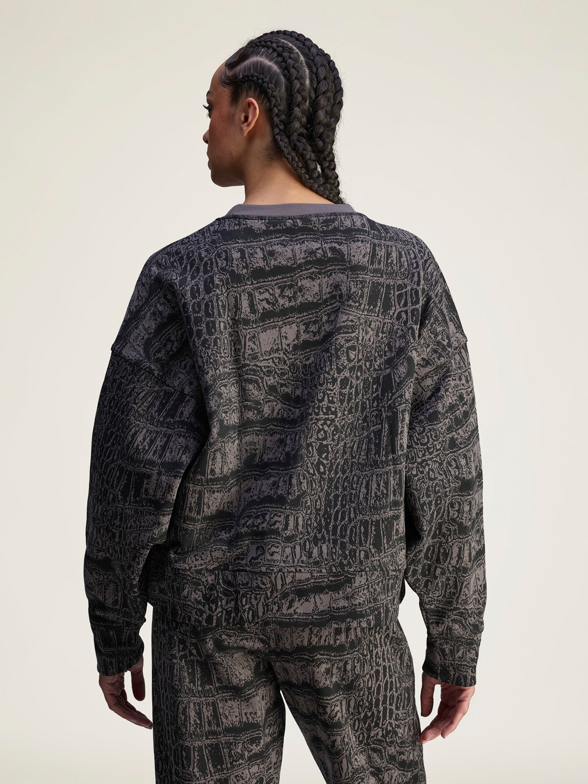 Charcoal and Black Logo Graphic Print Crewneck Sweatshirt