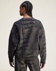 Charcoal and Black Logo Graphic Print Crewneck Sweatshirt