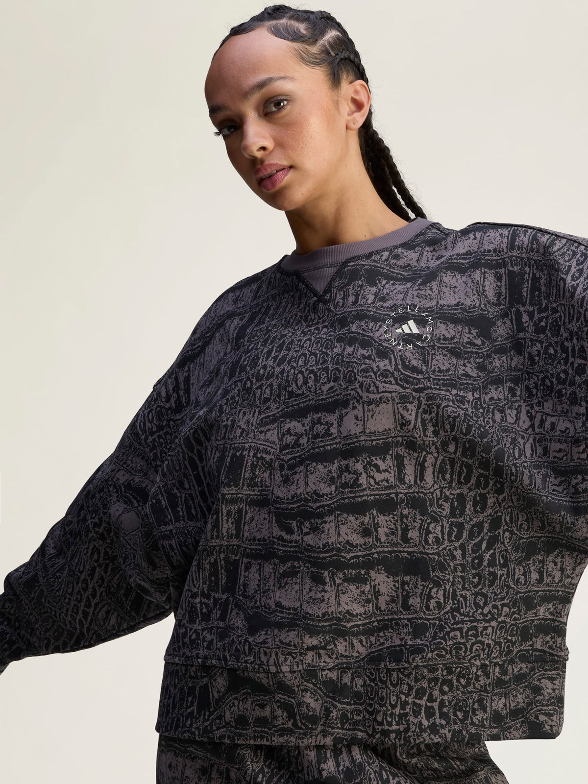 Charcoal and Black Logo Graphic Print Crewneck Sweatshirt