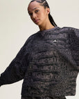 Charcoal and Black Logo Graphic Print Crewneck Sweatshirt