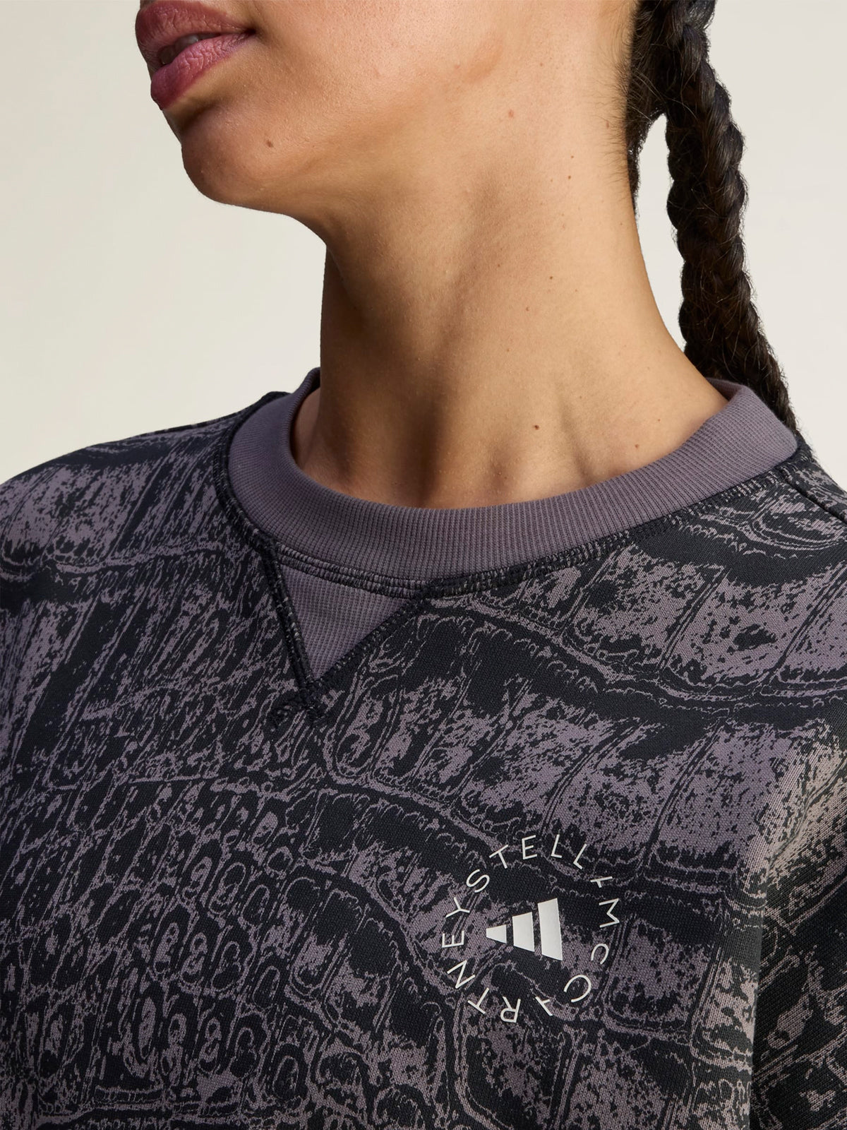 Charcoal and Black Logo Graphic Print Crewneck Sweatshirt