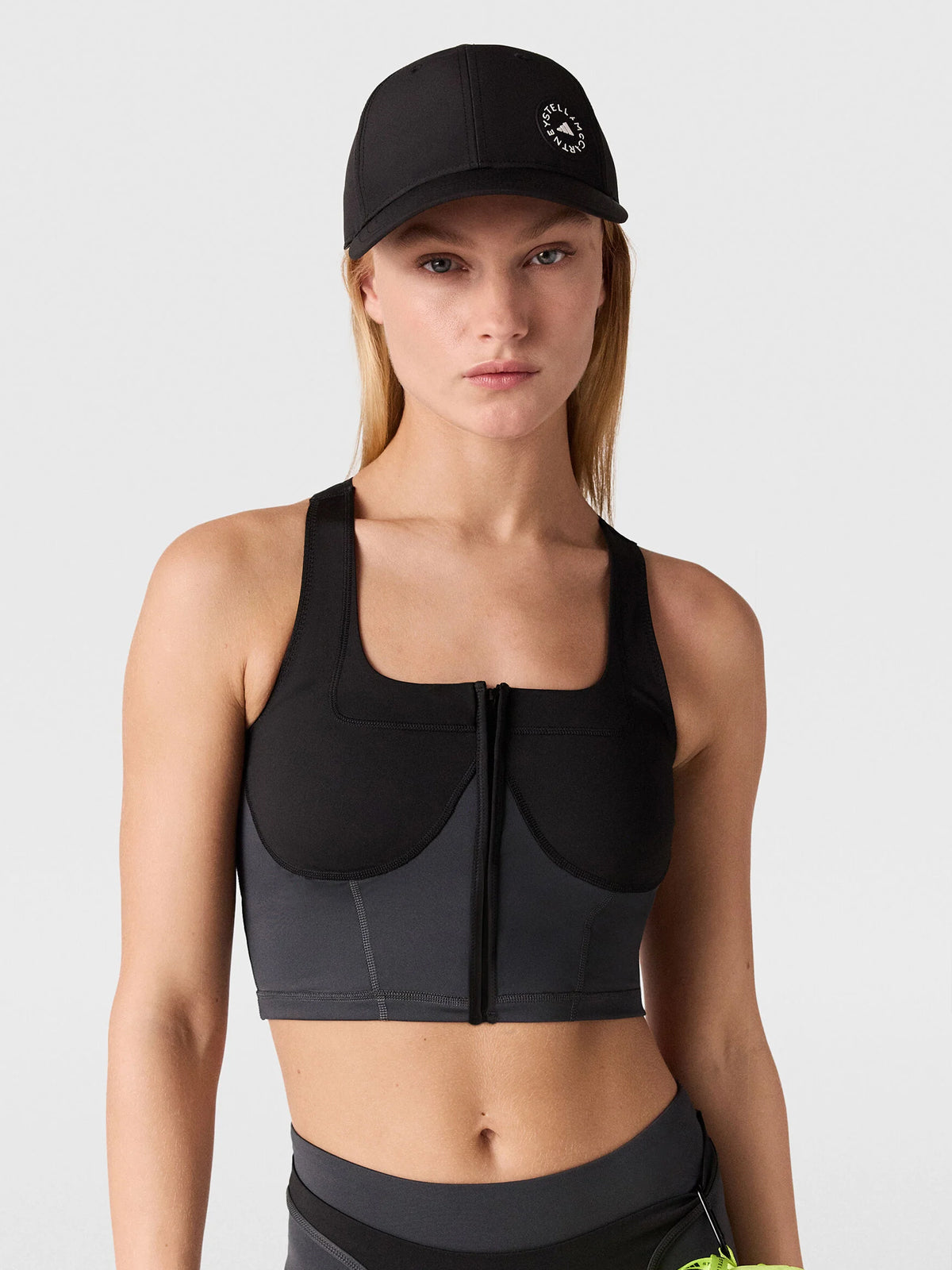 Black / Carbon Two Tone Zipped Crop Top