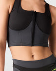 Black / Carbon Two Tone Zipped Crop Top