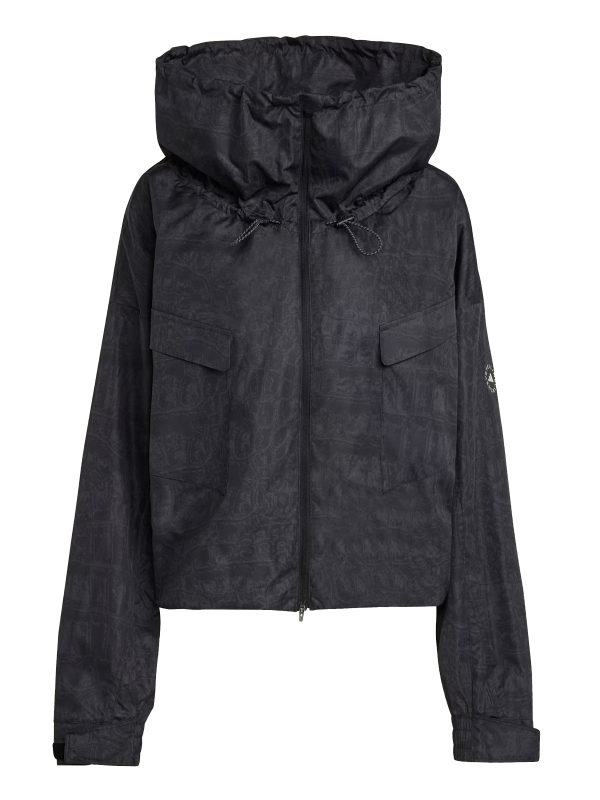 Charcoal and Black Crocodile Print Windbreaker Jacket