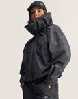Charcoal and Black Crocodile Print Windbreaker Jacket