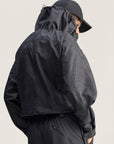 Charcoal and Black Crocodile Print Windbreaker Jacket