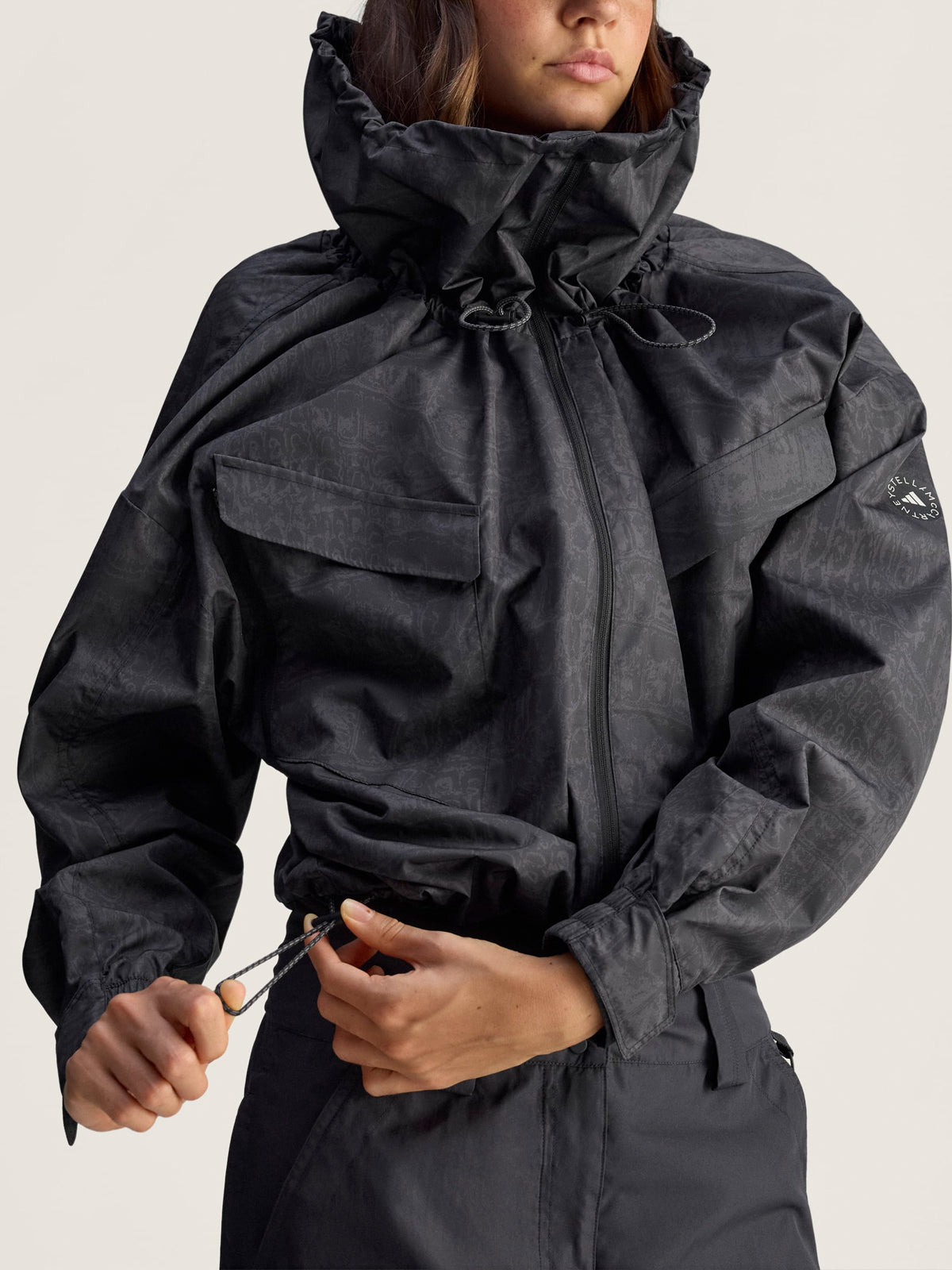 Charcoal and Black Crocodile Print Windbreaker Jacket