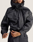 Charcoal and Black Crocodile Print Windbreaker Jacket