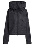 Charcoal and Black Crocodile Print Windbreaker Jacket