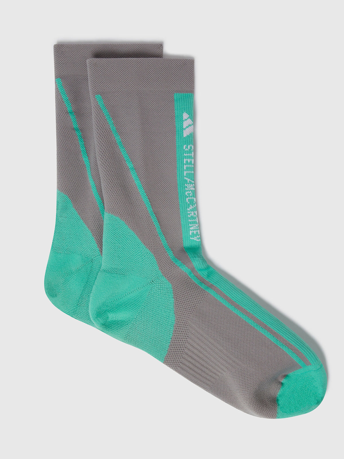 Dove Grey / Bright Green Crew Socks