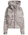 Almond Milk and Charcoal Crocodile Print Windbreaker Jacket
