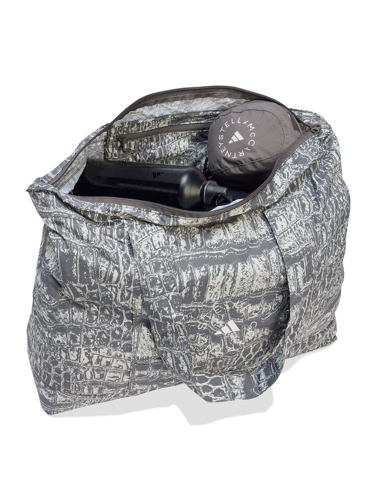 Almond Milk Charcoal Crocodile Print Packable Tote Bag