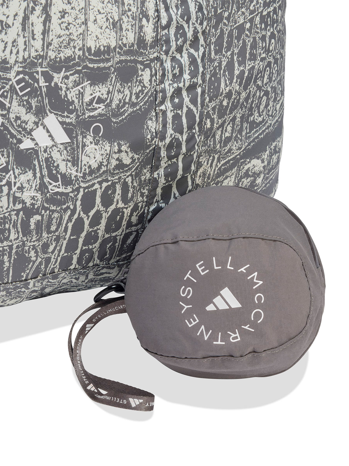 Almond Milk Charcoal Crocodile Print Packable Tote Bag