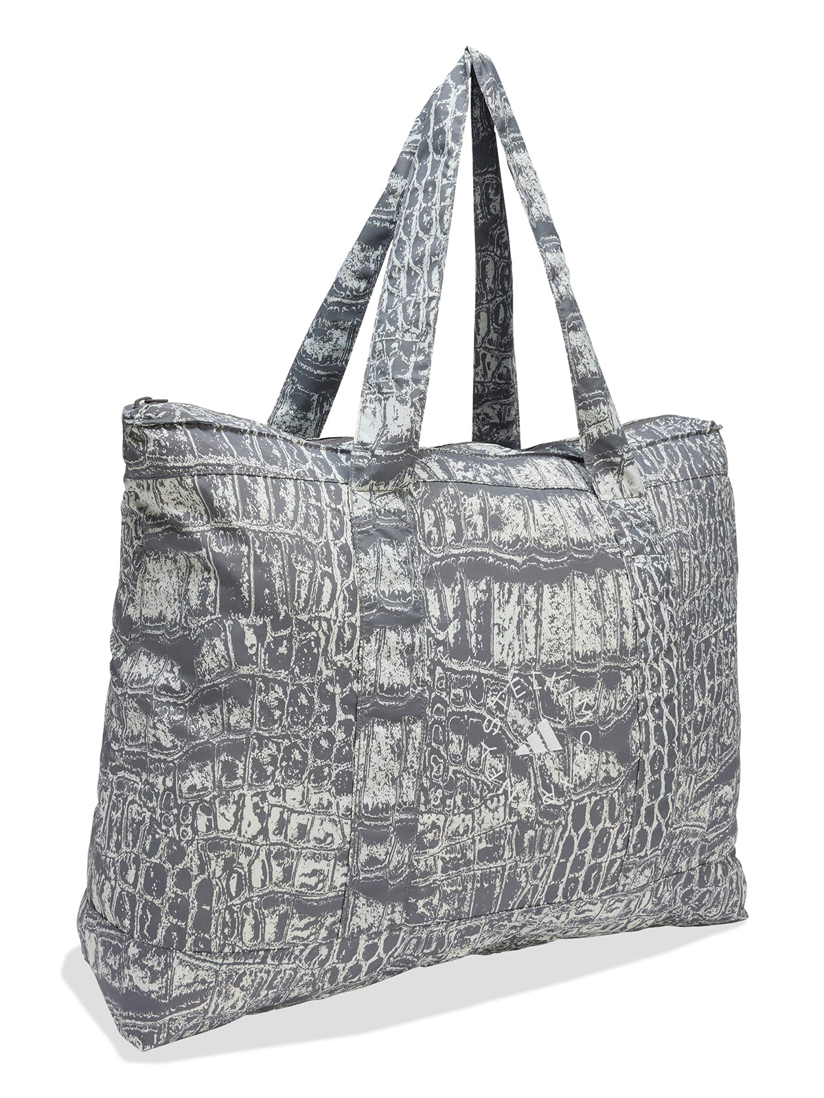 Almond Milk Charcoal Crocodile Print Packable Tote Bag