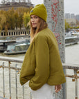 Olive Green Elva Chunky Rib Beanie