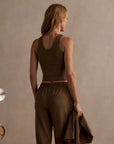 Teak Olive Marl Ruby Cropped Tank