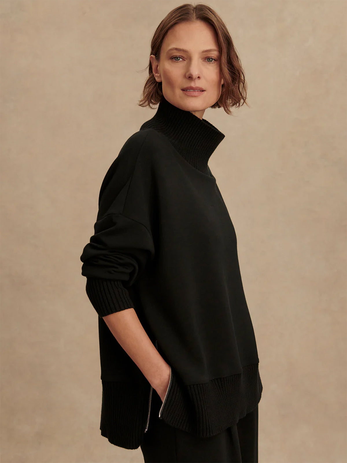 Black Barker High Neck Sweatshirt