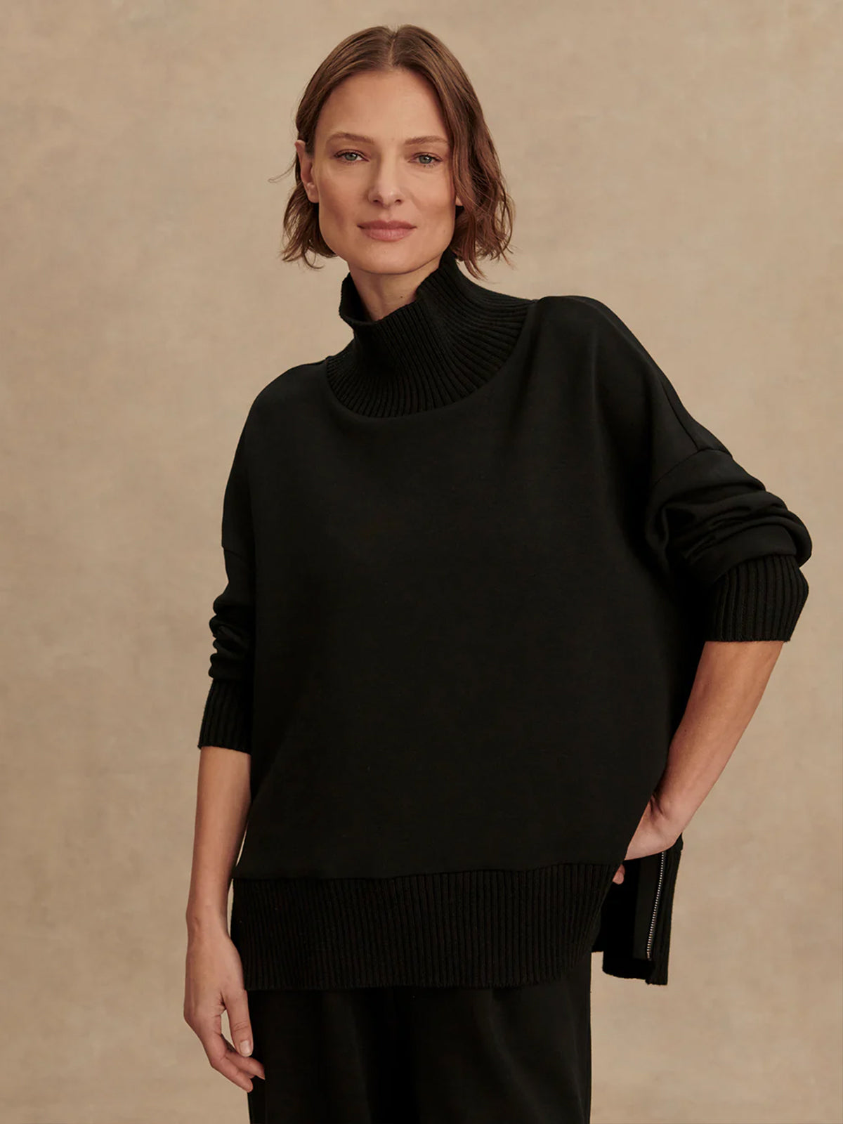 Black Barker High Neck Sweatshirt