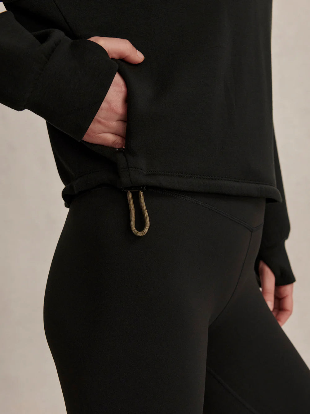 Black Sian Cropped Half-Zip Midlayer