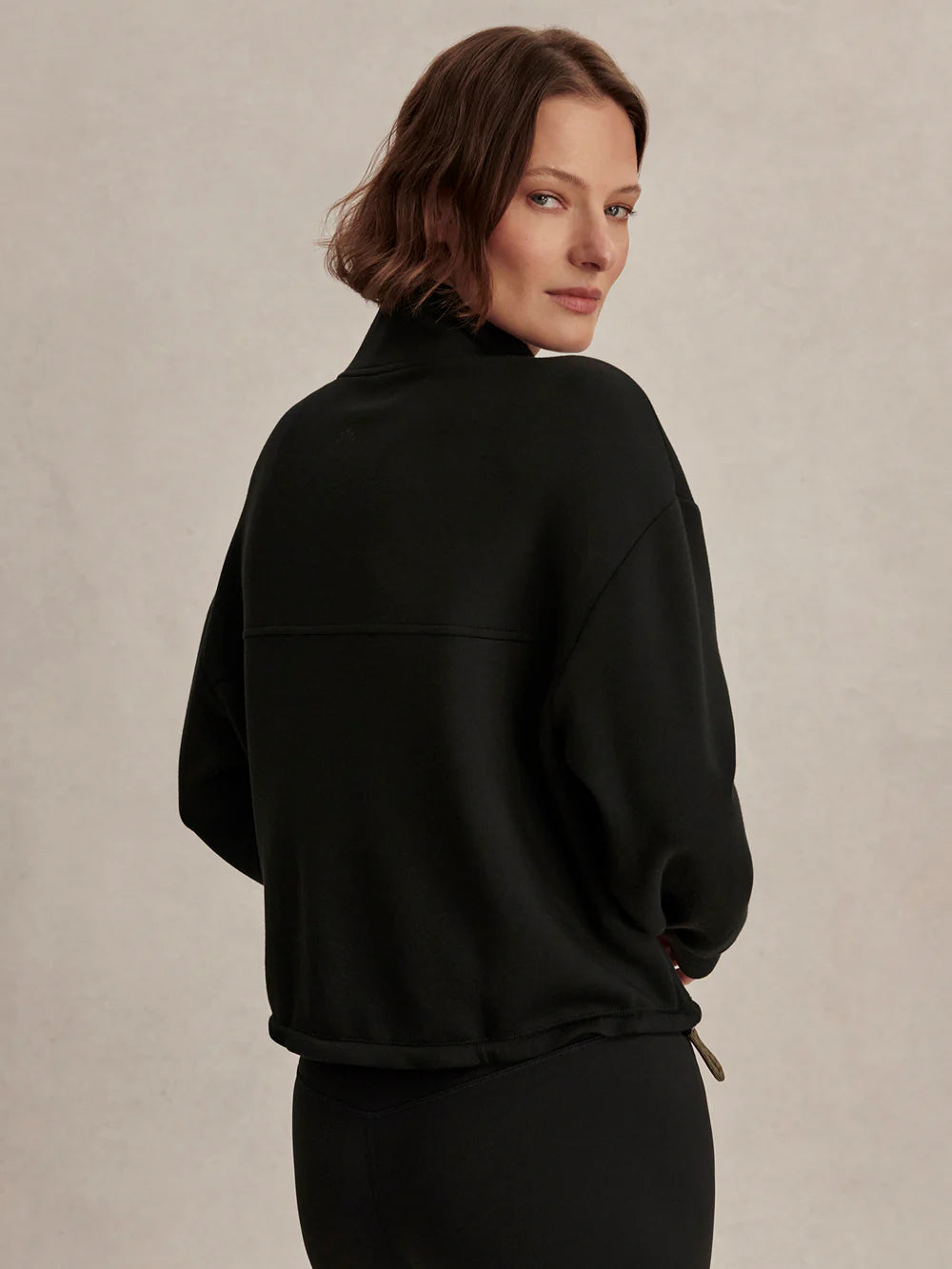 Black Sian Cropped Half-Zip Midlayer