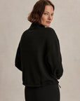 Black Sian Cropped Half-Zip Midlayer