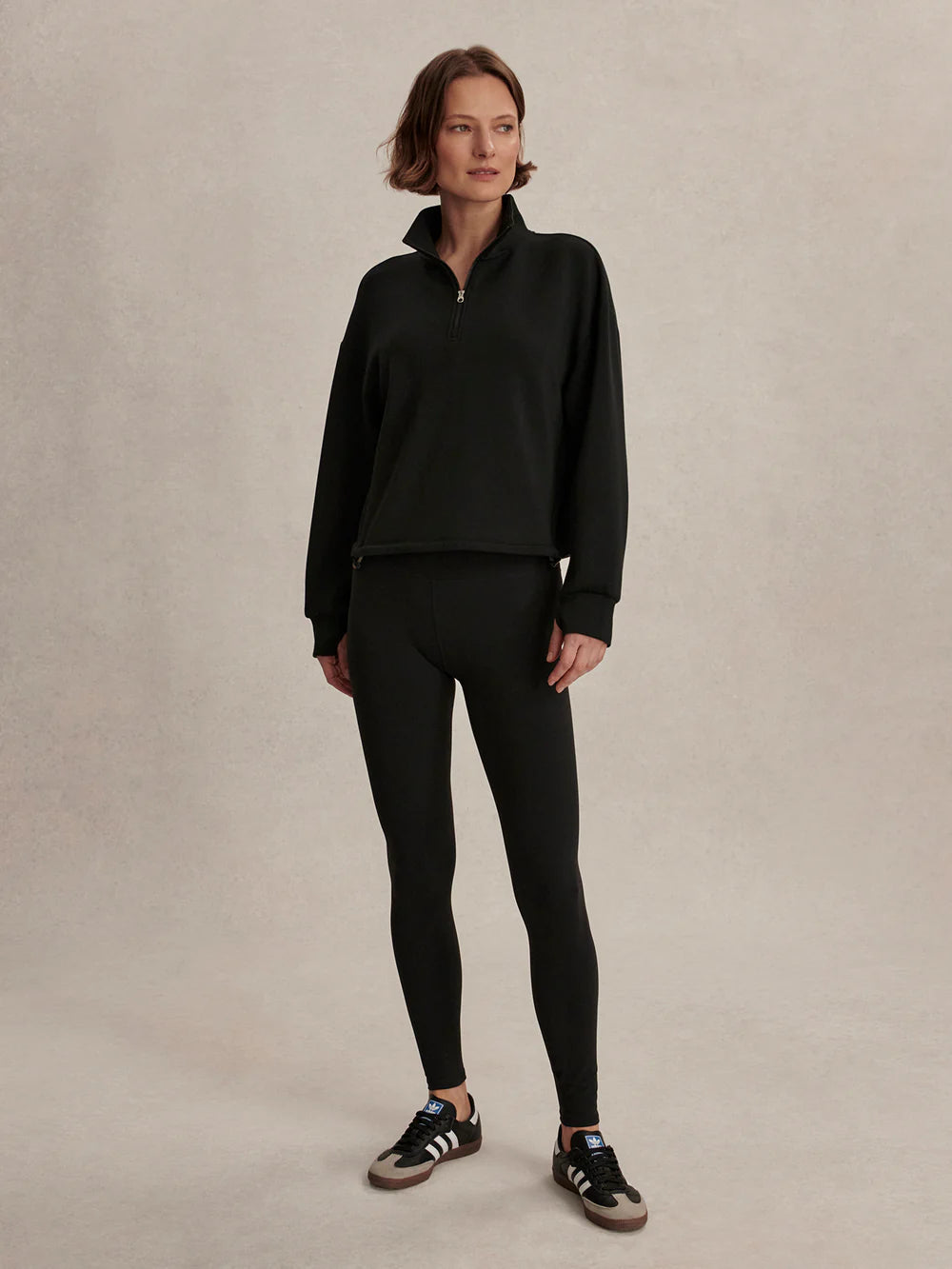 Black Sian Cropped Half-Zip Midlayer