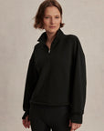 Black Sian Cropped Half-Zip Midlayer