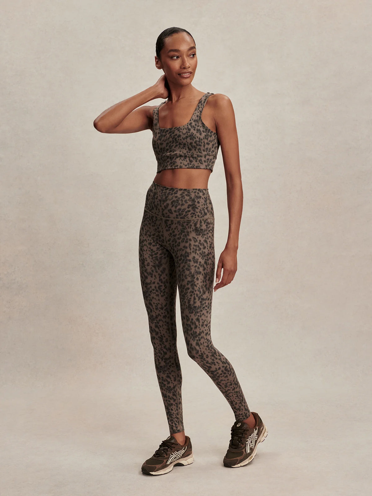 Brown Contrast Cheetah FreeSoft Cori Sports Bra