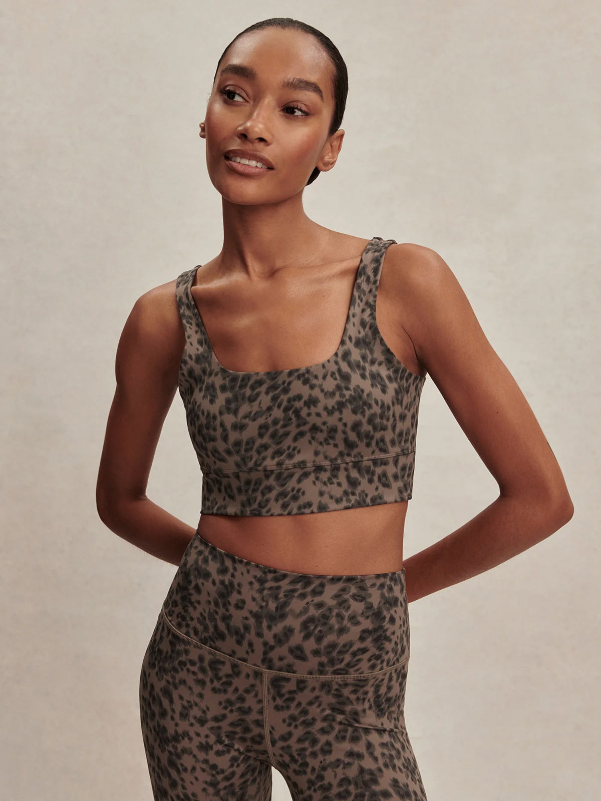 Brown Contrast Cheetah FreeSoft Cori Sports Bra