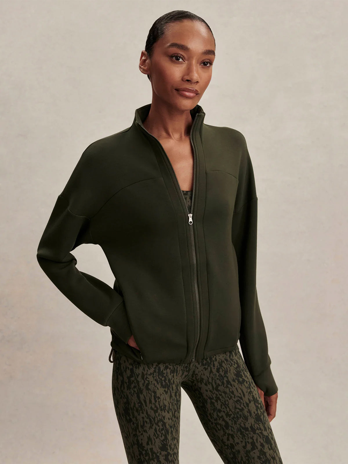 Dark Resin Green Tayah Zip Through Midlayer