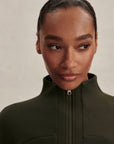 Dark Resin Green Tayah Zip Through Midlayer