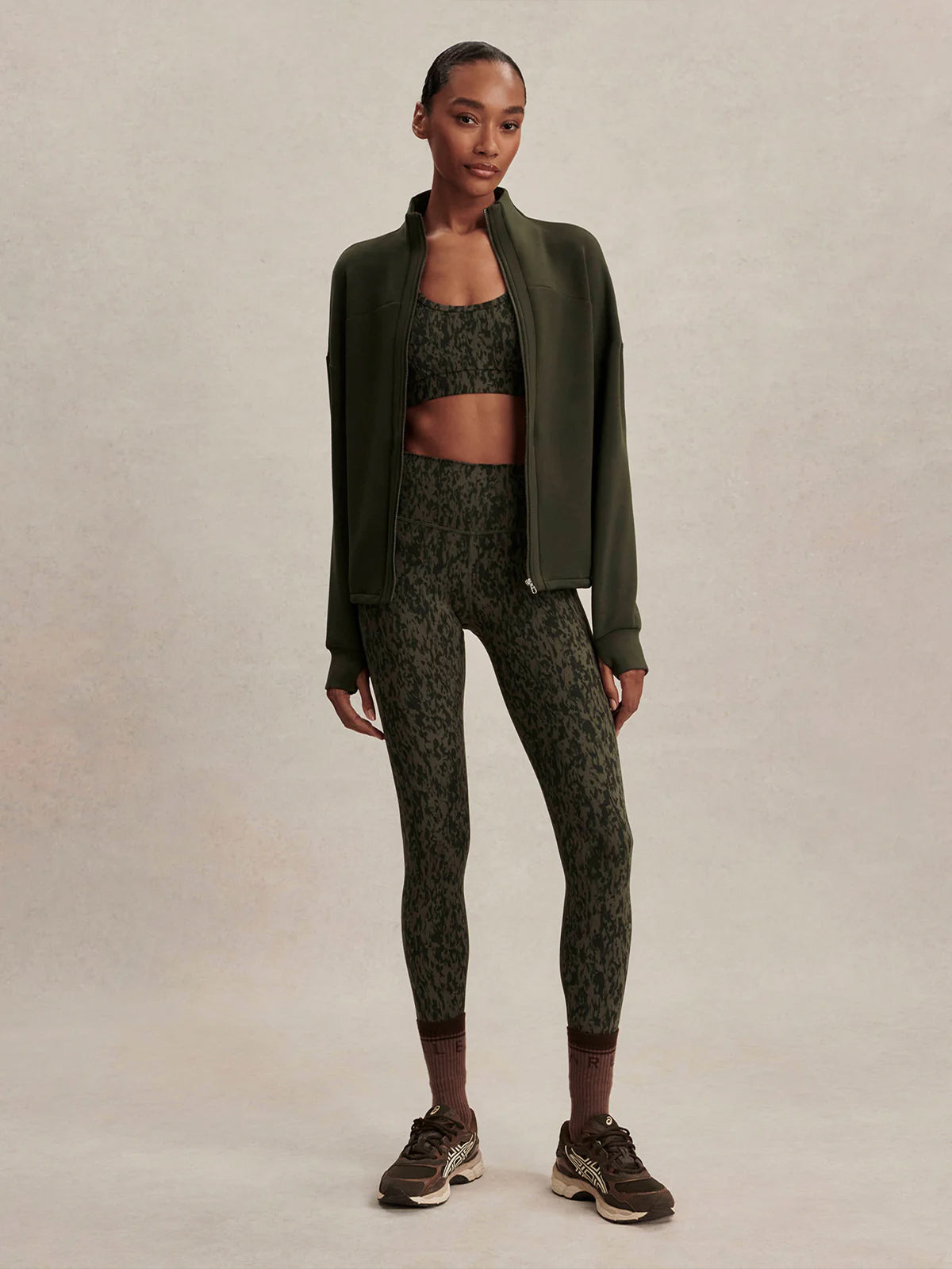 Dark Resin Green Tayah Zip Through Midlayer