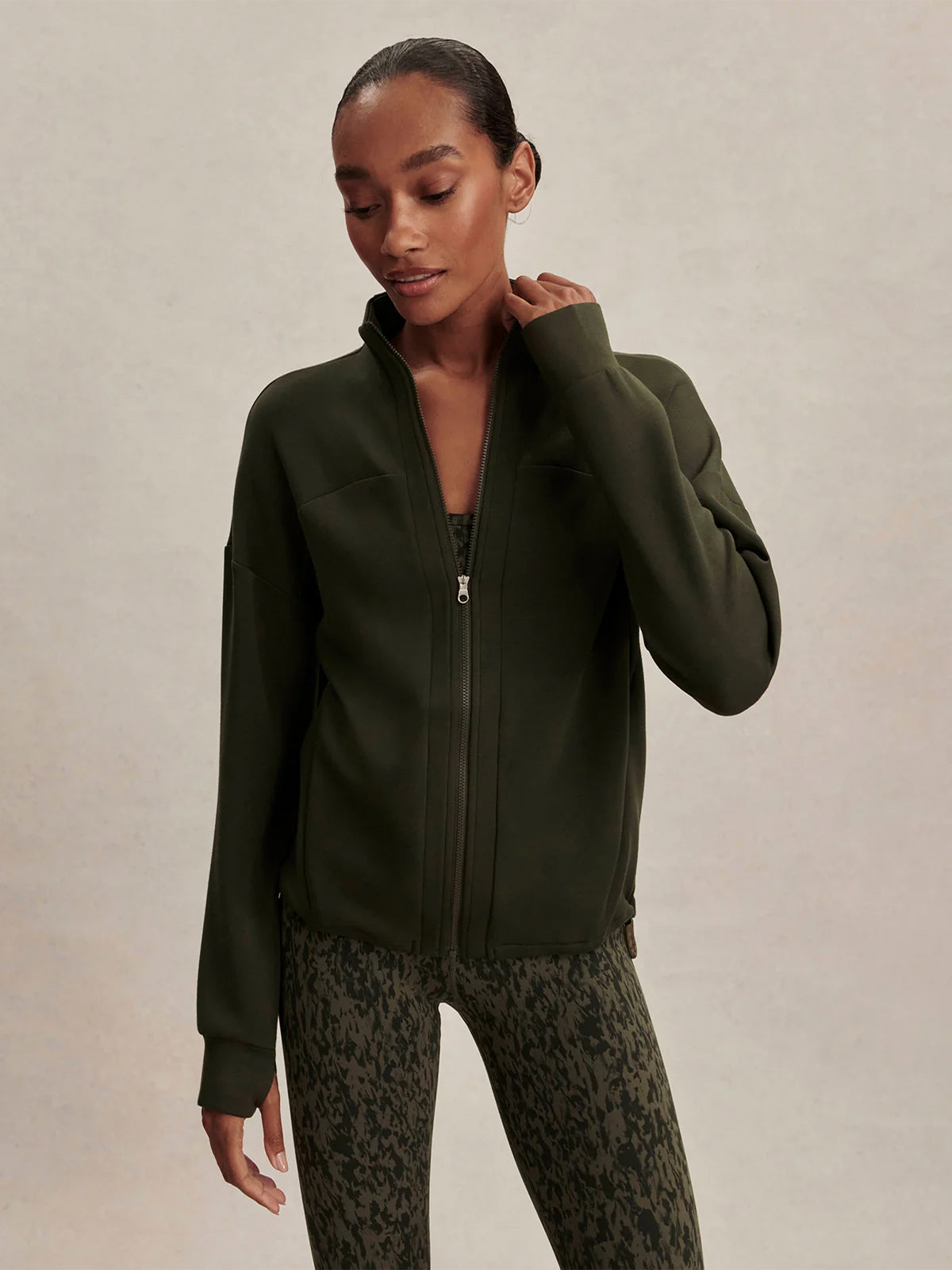 Dark Resin Green Tayah Zip Through Midlayer