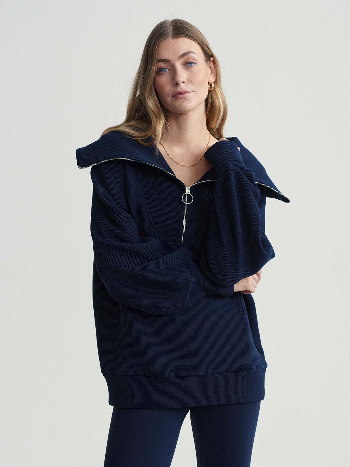 Dark Sapphire Vine Half-Zip Pullover