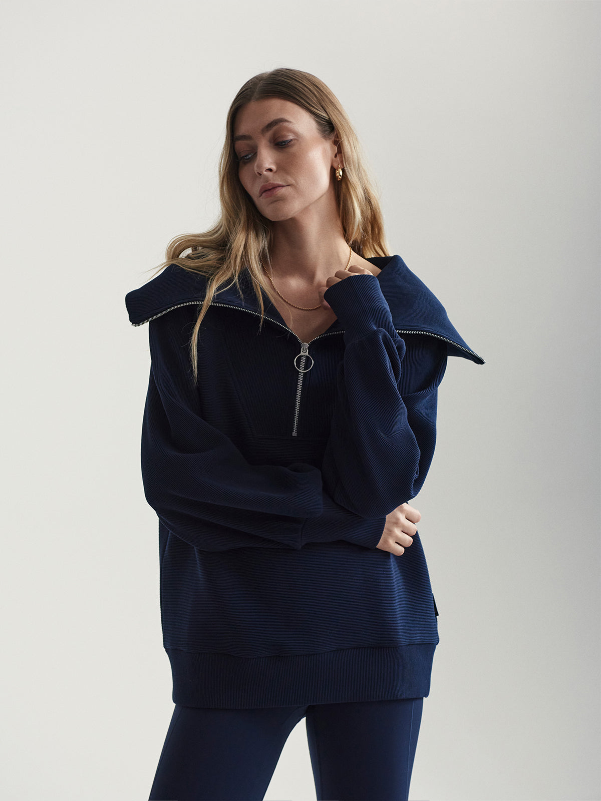 Dark Sapphire Vine Half-Zip Pullover