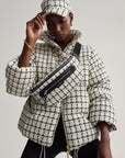 Egret Mono Check Eugene Short Puffer Jacket