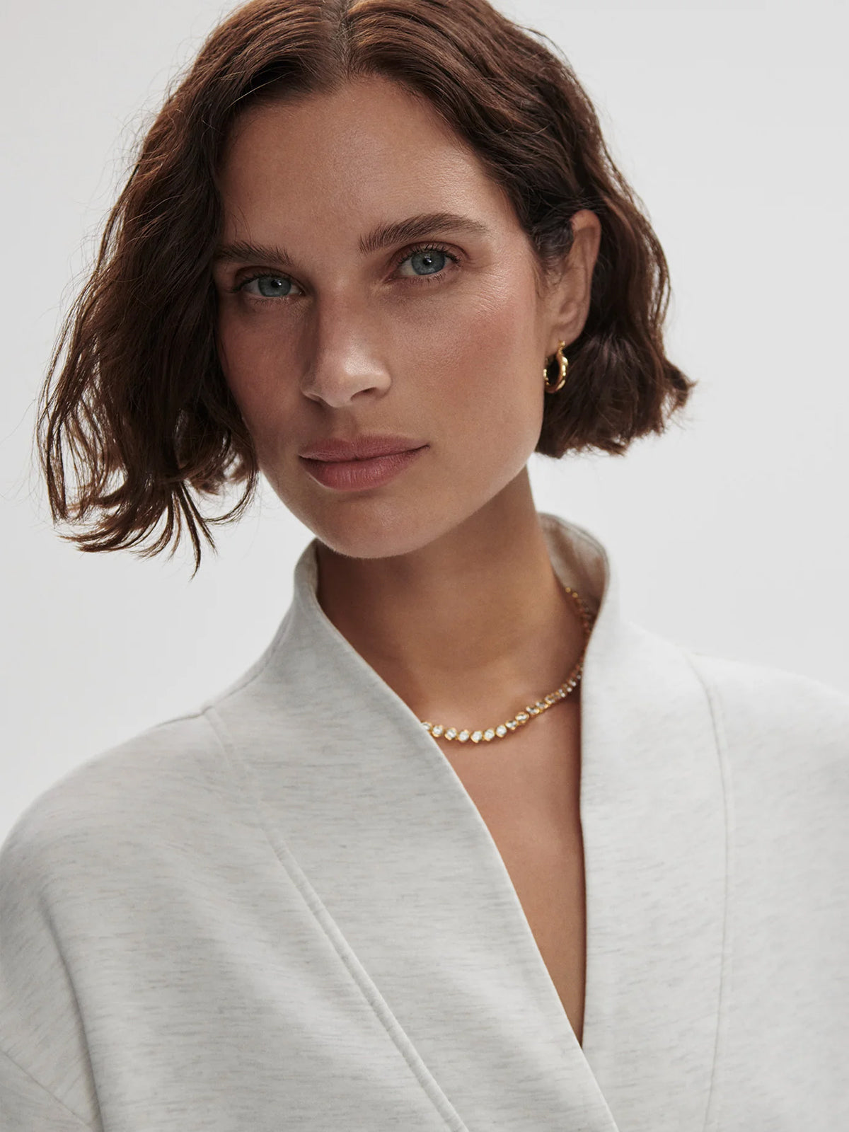 Ivory Marl Celeste Button Through Sweat
