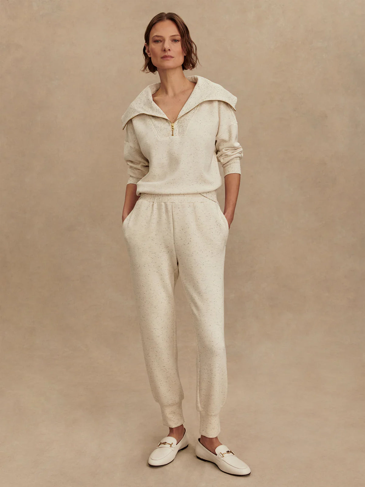 Ivory Marl Fleck The Slim Cuff Pant 25"