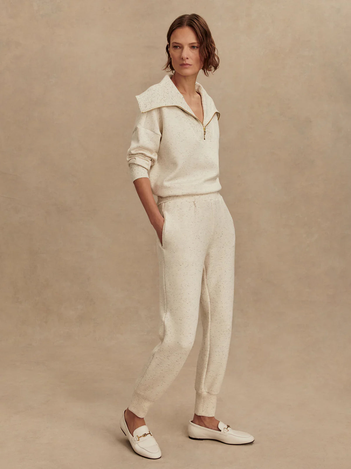 Ivory Marl Fleck The Slim Cuff Pant 25"