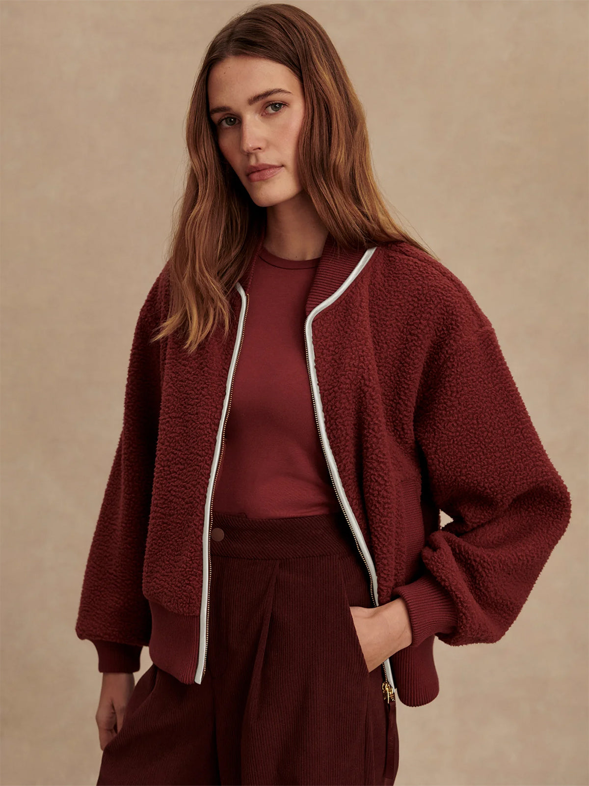 New Maroon Hansley Fleece Jacket