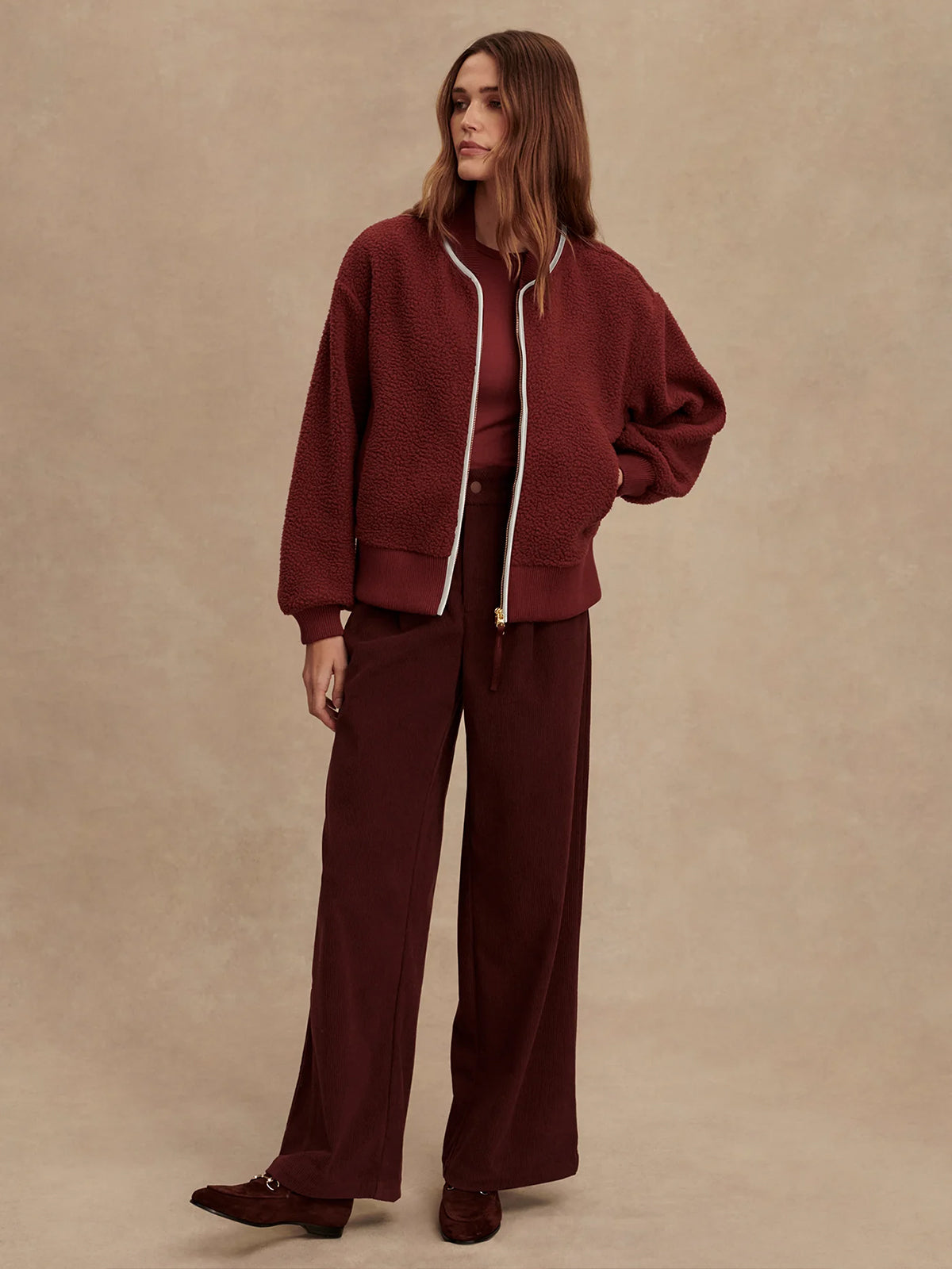 New Maroon Hansley Fleece Jacket