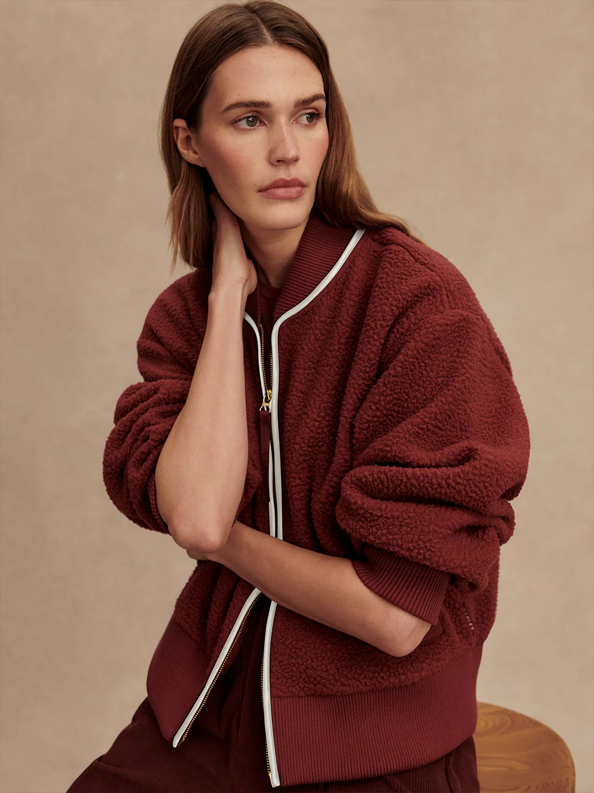 New Maroon Hansley Fleece Jacket