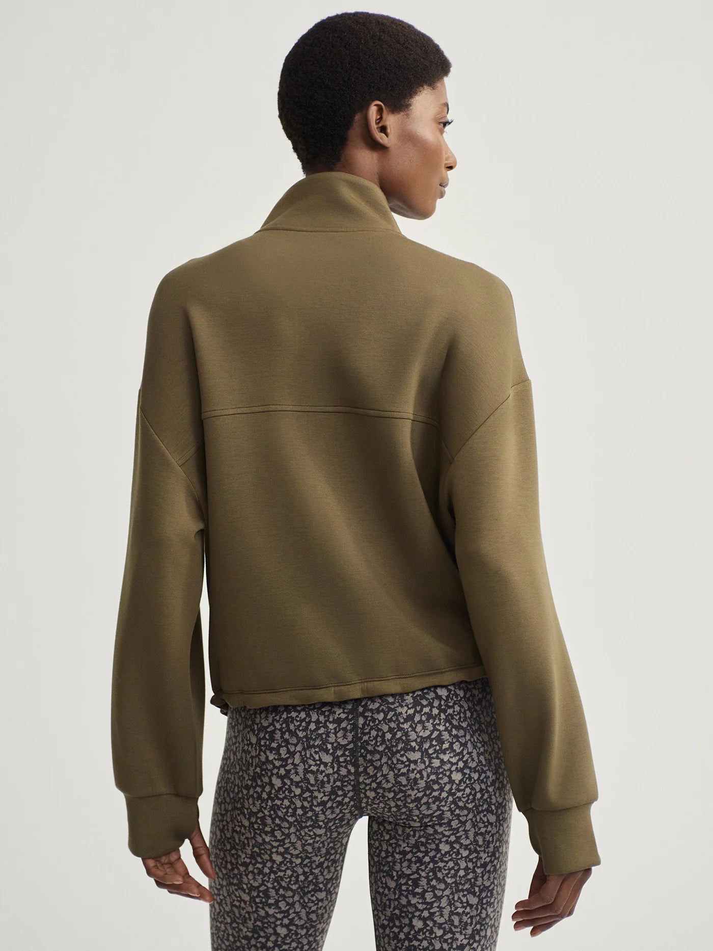 Dark Olive Sian Cropped Half-Zip Midlayer