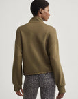 Dark Olive Sian Cropped Half-Zip Midlayer